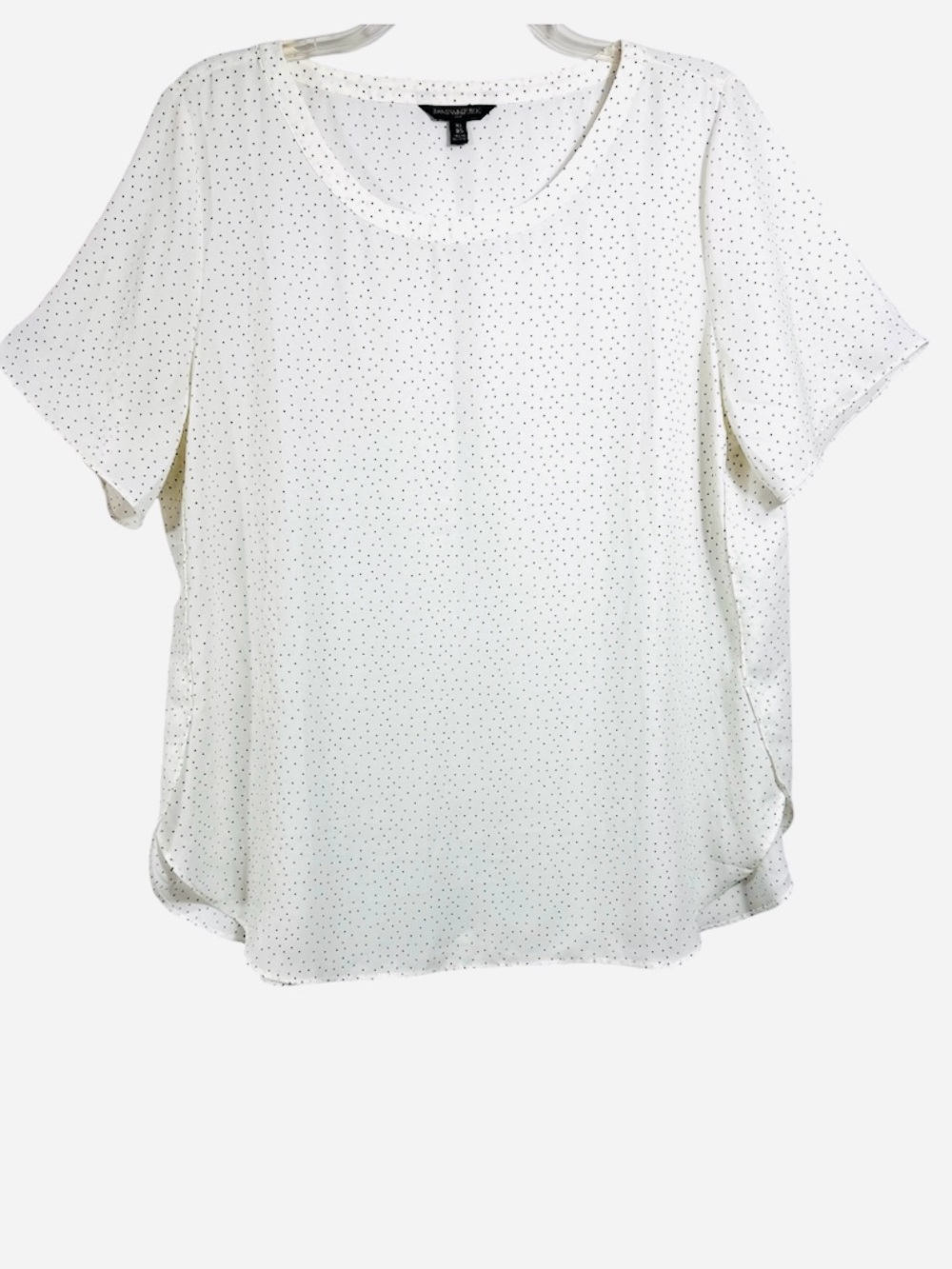 Banana Republic Polka Dot Blouse XL White Black Dots Short Sleeve Career Top